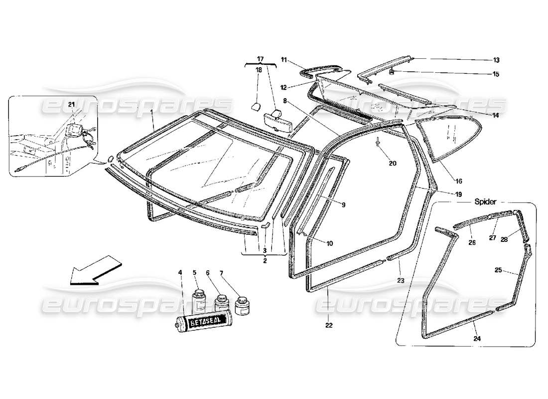 a part diagram from the ferrari 348 (2.7 motronic) parts catalogue
