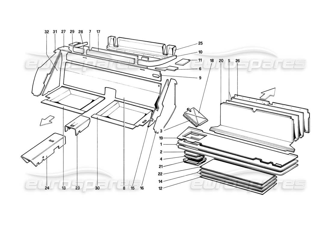 a part diagram from the ferrari mondial parts catalogue