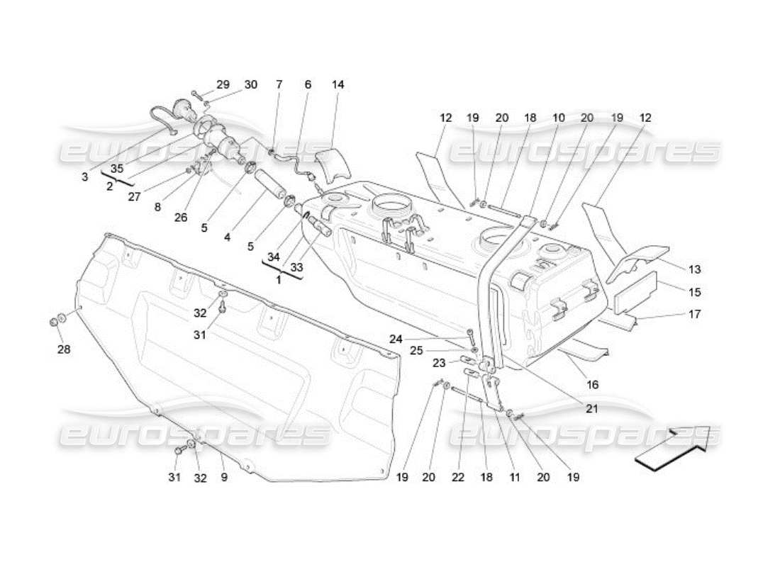 a part diagram from the maserati qtp. (2005) 4.2 parts catalogue