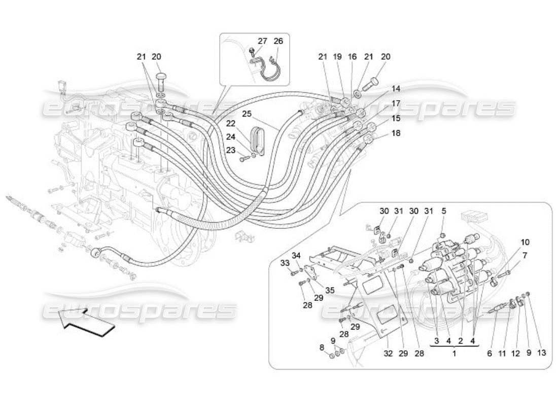 a part diagram from the maserati quattroporte m139 (2005-2013) parts catalogue