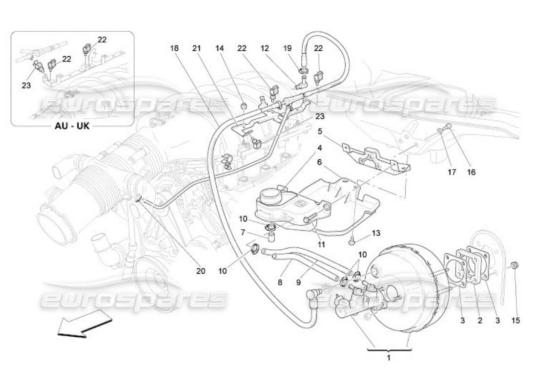a part diagram from the maserati quattroporte m139 (2005-2013) parts catalogue