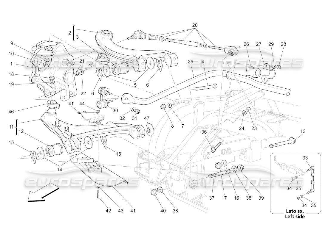 a part diagram from the maserati qtp. (2011) 4.2 auto parts catalogue