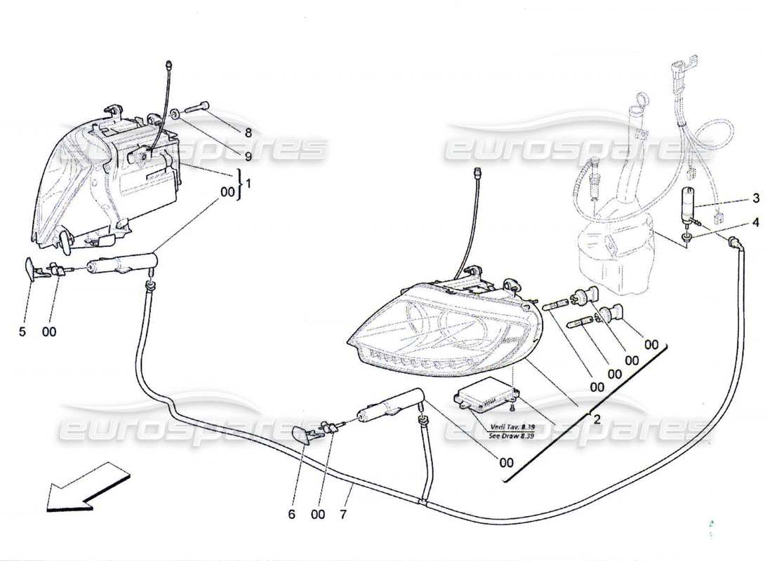 a part diagram from the maserati quattroporte m139 (2005-2013) parts catalogue