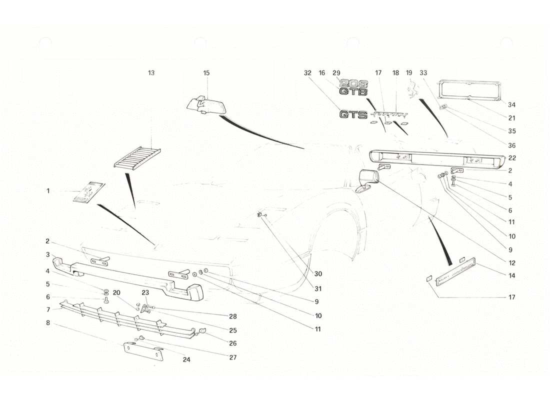 a part diagram from the ferrari 208 parts catalogue