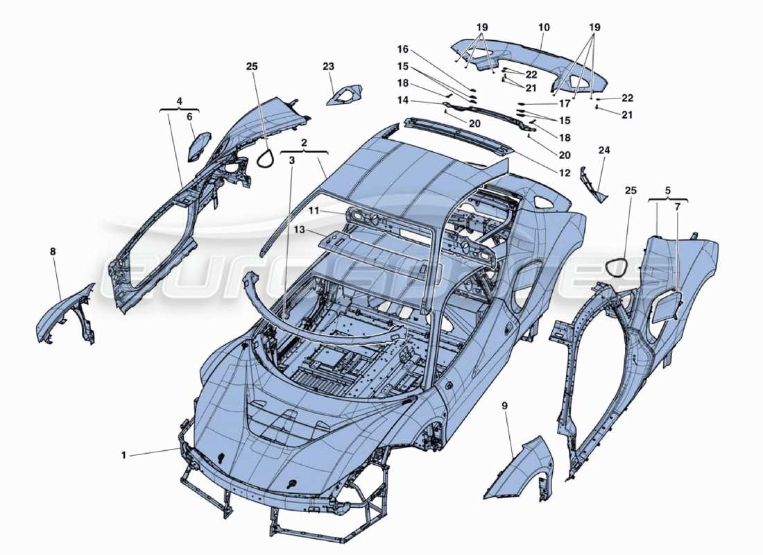 a part diagram from the Ferrari 488 Challenge parts catalogue