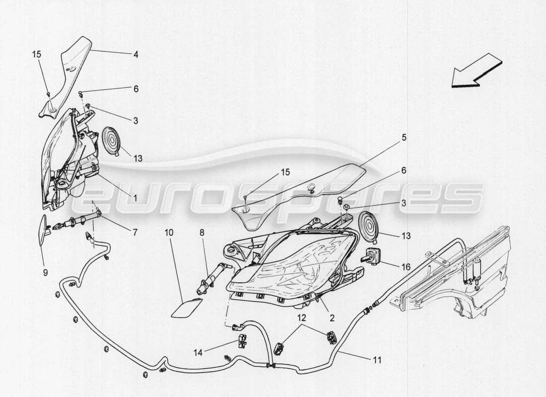 a part diagram from the maserati quattroporte m156 (2014 onwards) parts catalogue