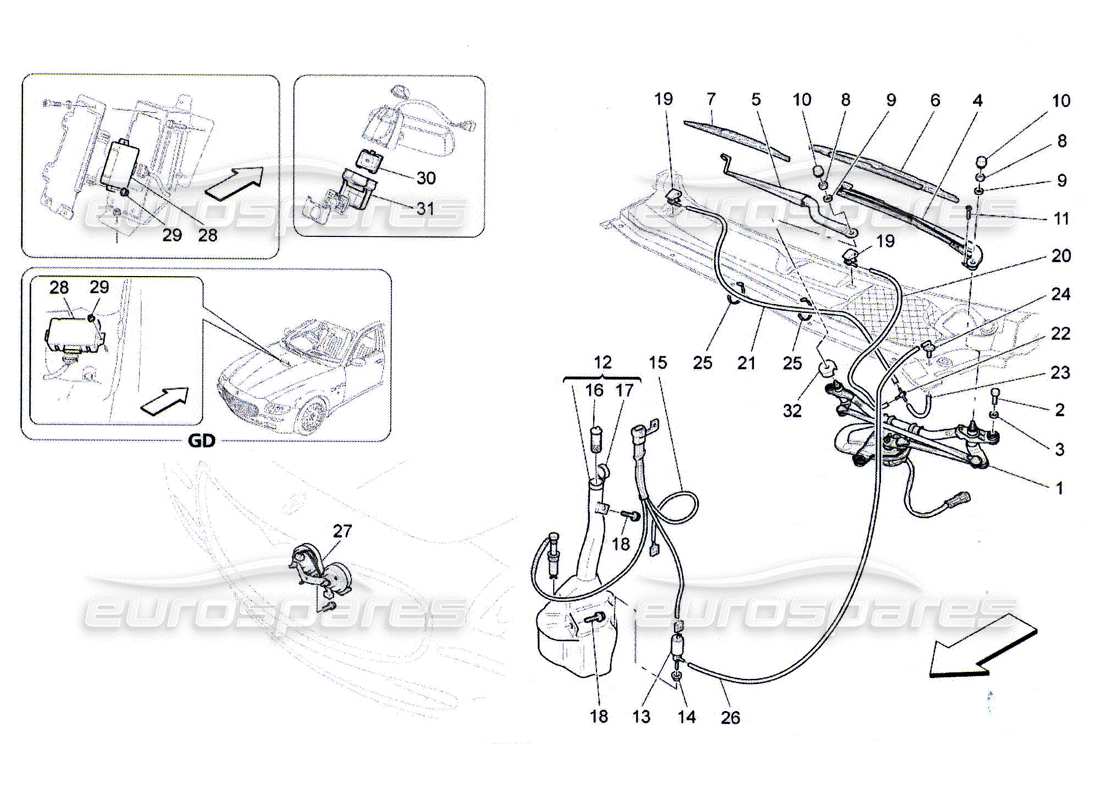 a part diagram from the maserati quattroporte m139 (2005-2013) parts catalogue