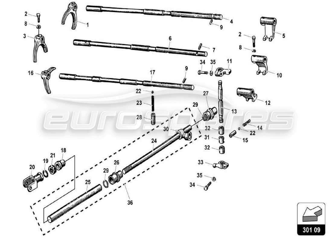 VIEW PARTS DIAGRAMS FROM THE LAMBORGHINI MIURA PARTS CATALOGUE a part diagram from the lamborghini miura parts catalogue