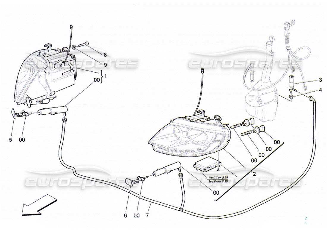 a part diagram from the maserati quattroporte m139 (2005-2013) parts catalogue