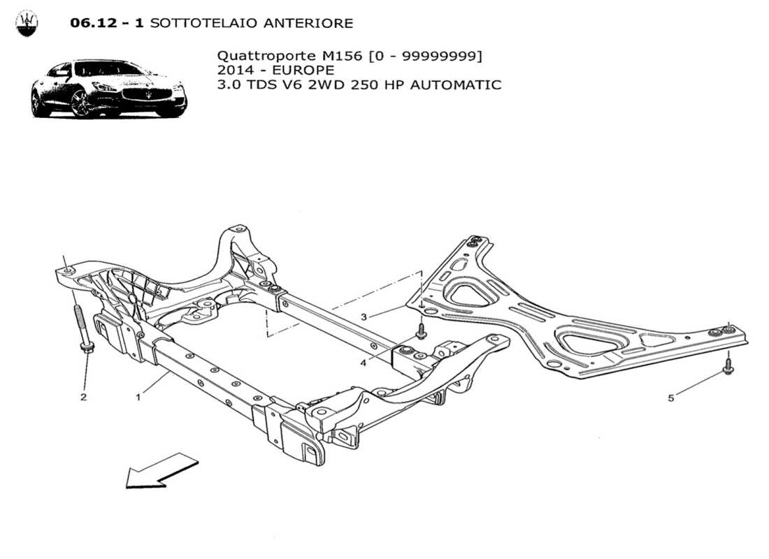 a part diagram from the maserati quattroporte m156 (2014 onwards) parts catalogue