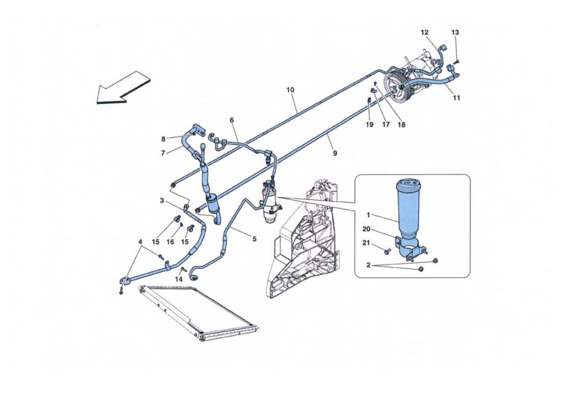a part diagram from the Ferrari 458 Challenge parts catalogue