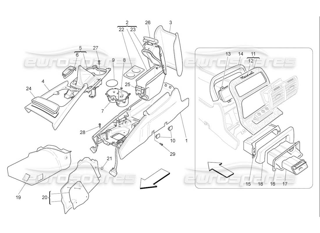 a part diagram from the maserati quattroporte m139 (2005-2013) parts catalogue