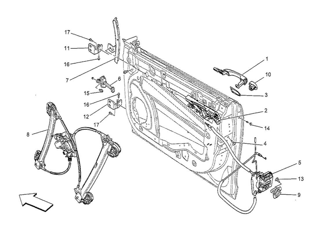a part diagram from the maserati quattroporte m156 (2014 onwards) parts catalogue