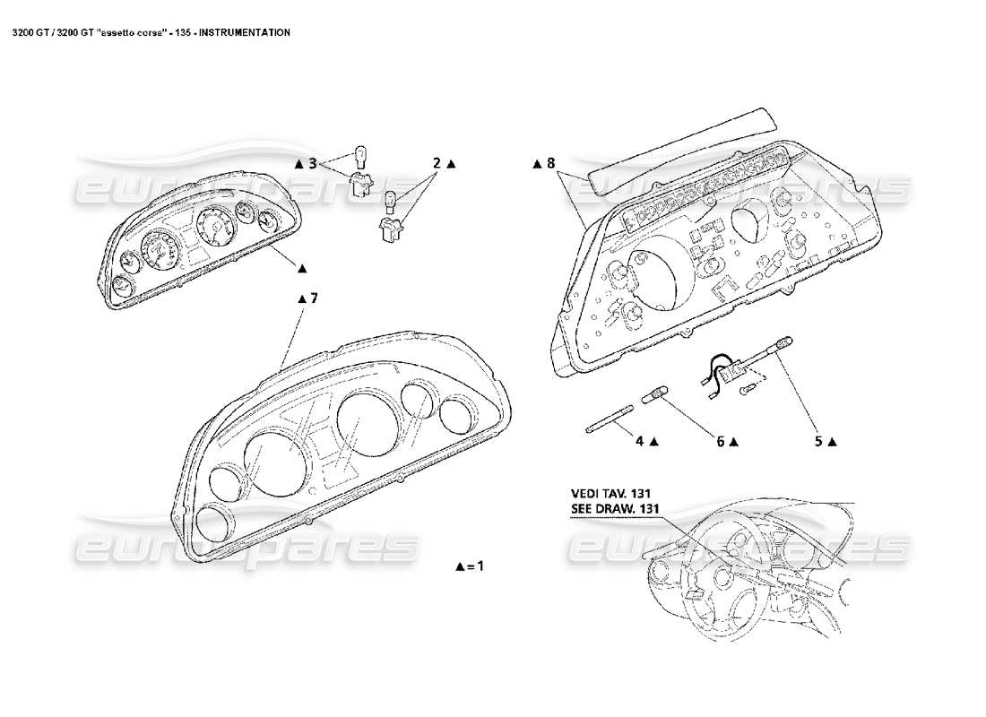 a part diagram from the Maserati 3200 GT/GTA/Assetto Corsa parts catalogue