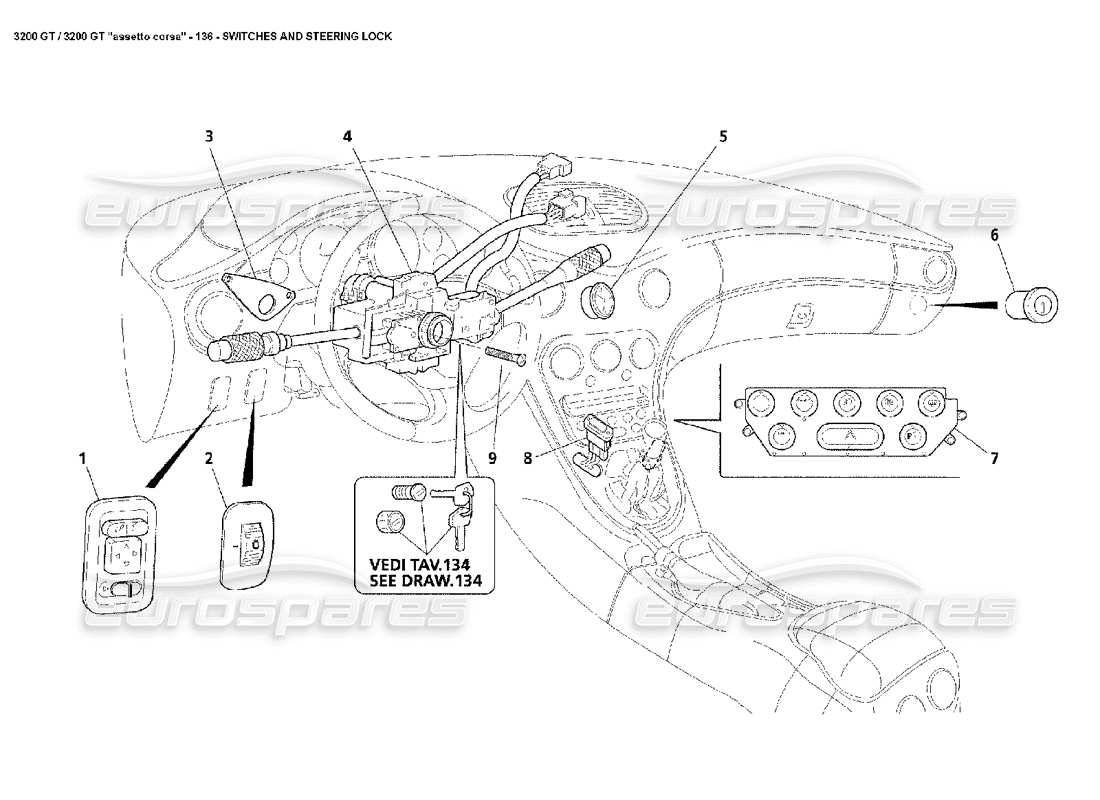 a part diagram from the Maserati 3200 GT/GTA/Assetto Corsa parts catalogue