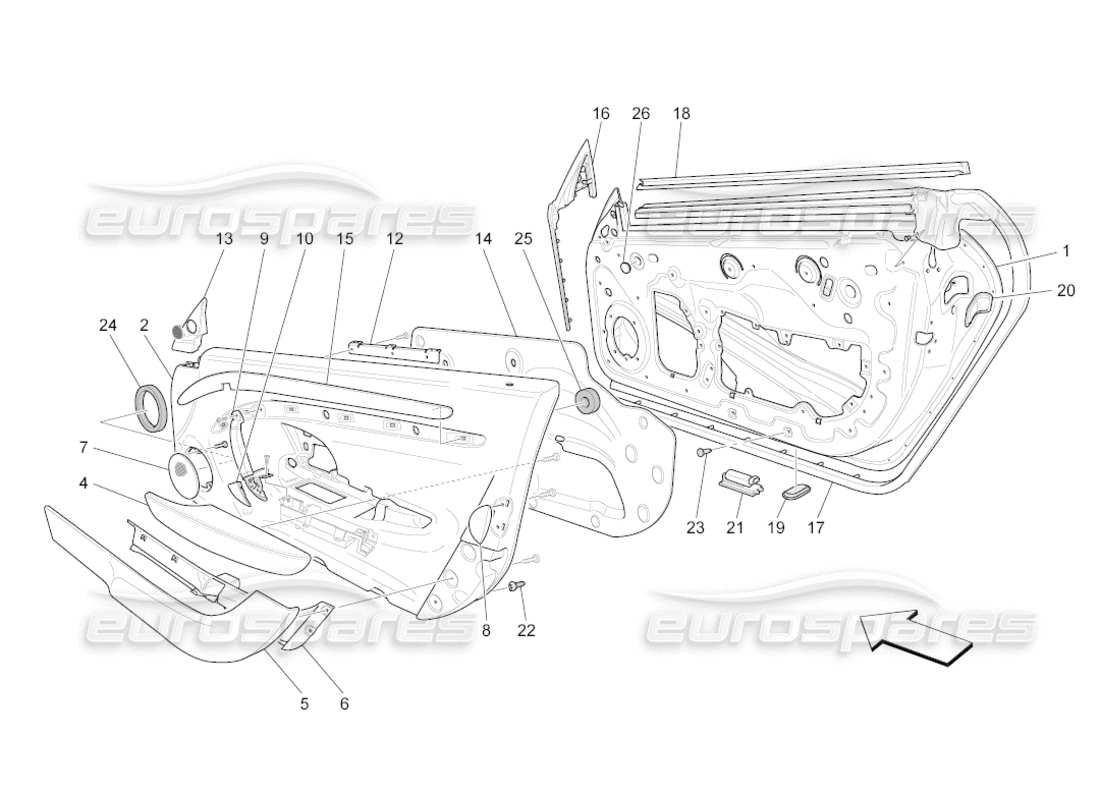 a part diagram from the Maserati GranCabrio (2011) 4.7 parts catalogue