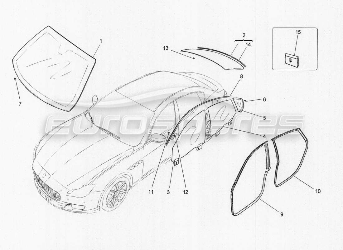 a part diagram from the maserati quattroporte m156 (2014 onwards) parts catalogue