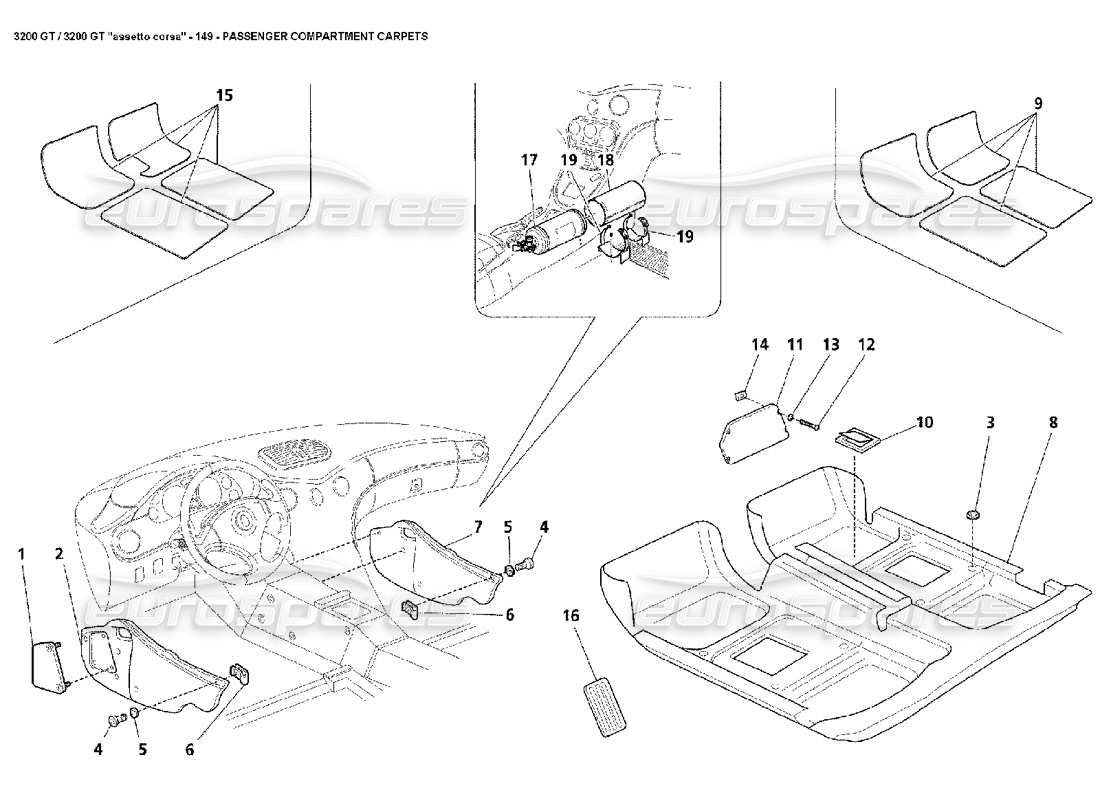 a part diagram from the maserati 3200 gt/gta/assetto corsa parts catalogue
