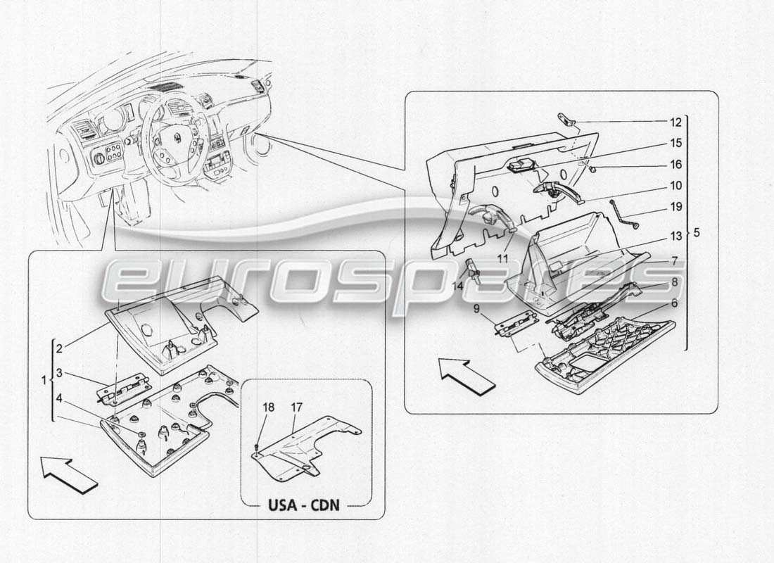 a part diagram from the maserati grancabrio mc centenario parts catalogue