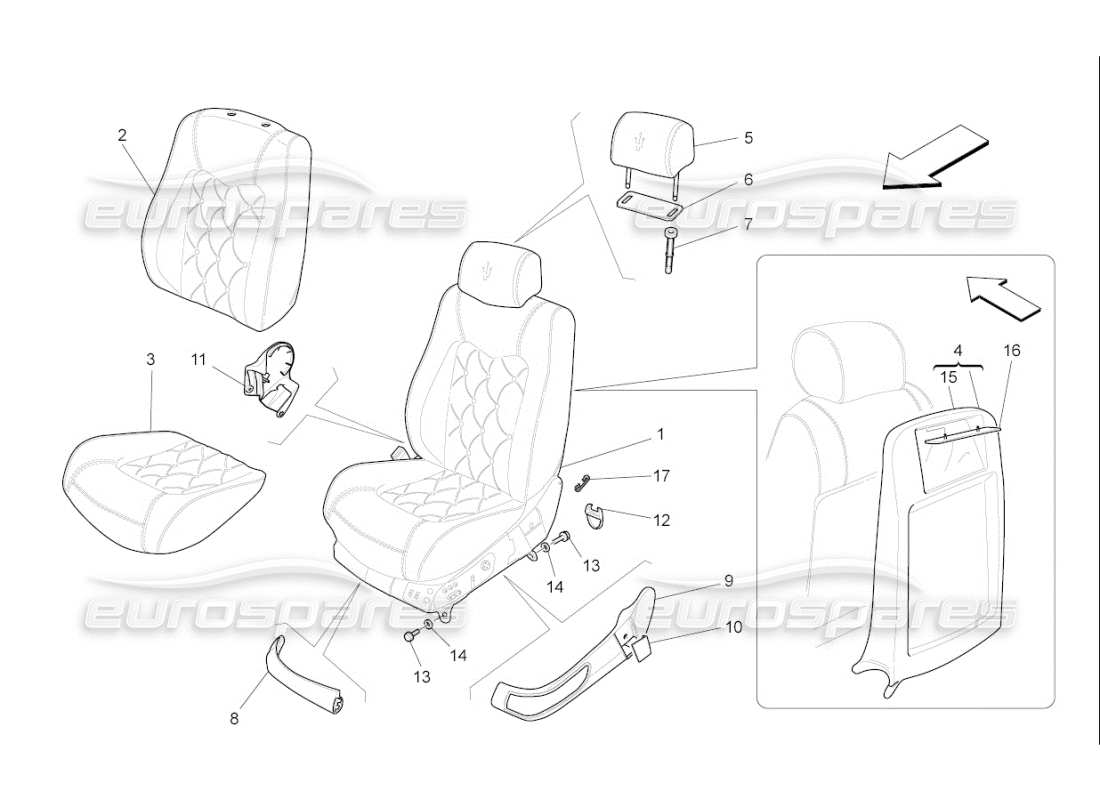 a part diagram from the maserati qtp. (2008) 4.2 auto parts catalogue