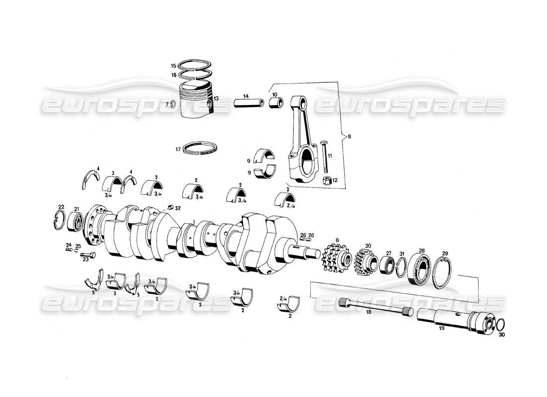 a part diagram from the maserati quattroporte (1967-1979) parts catalogue