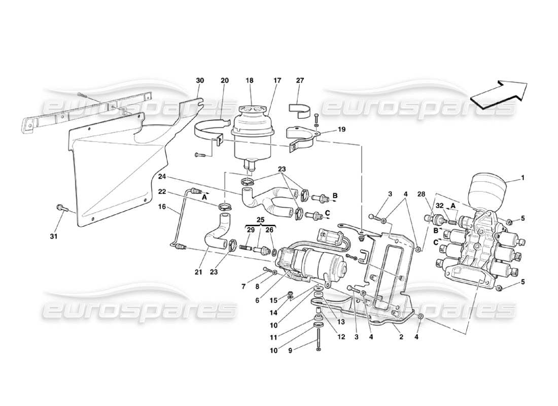 a part diagram from the Ferrari 360 Challenge Stradale parts catalogue