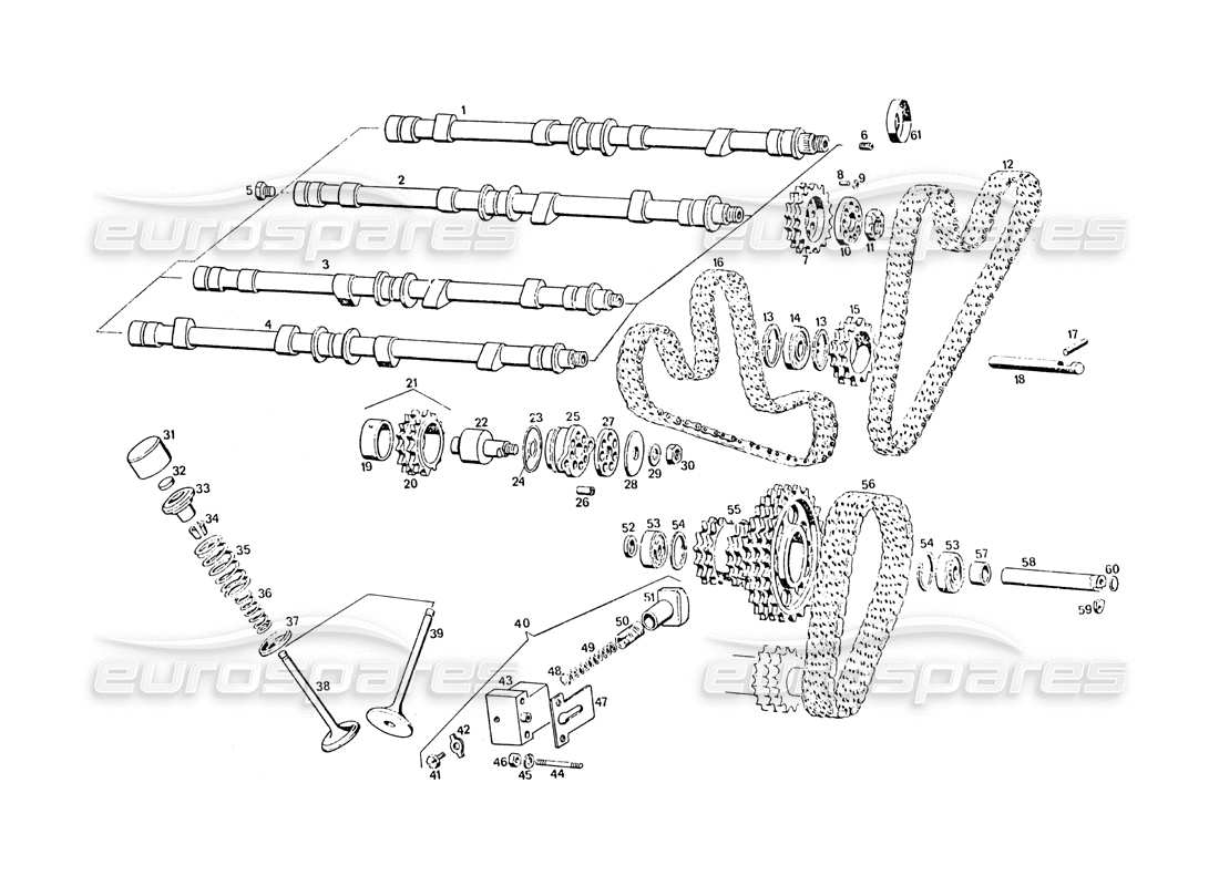 a part diagram from the maserati khamsin parts catalogue