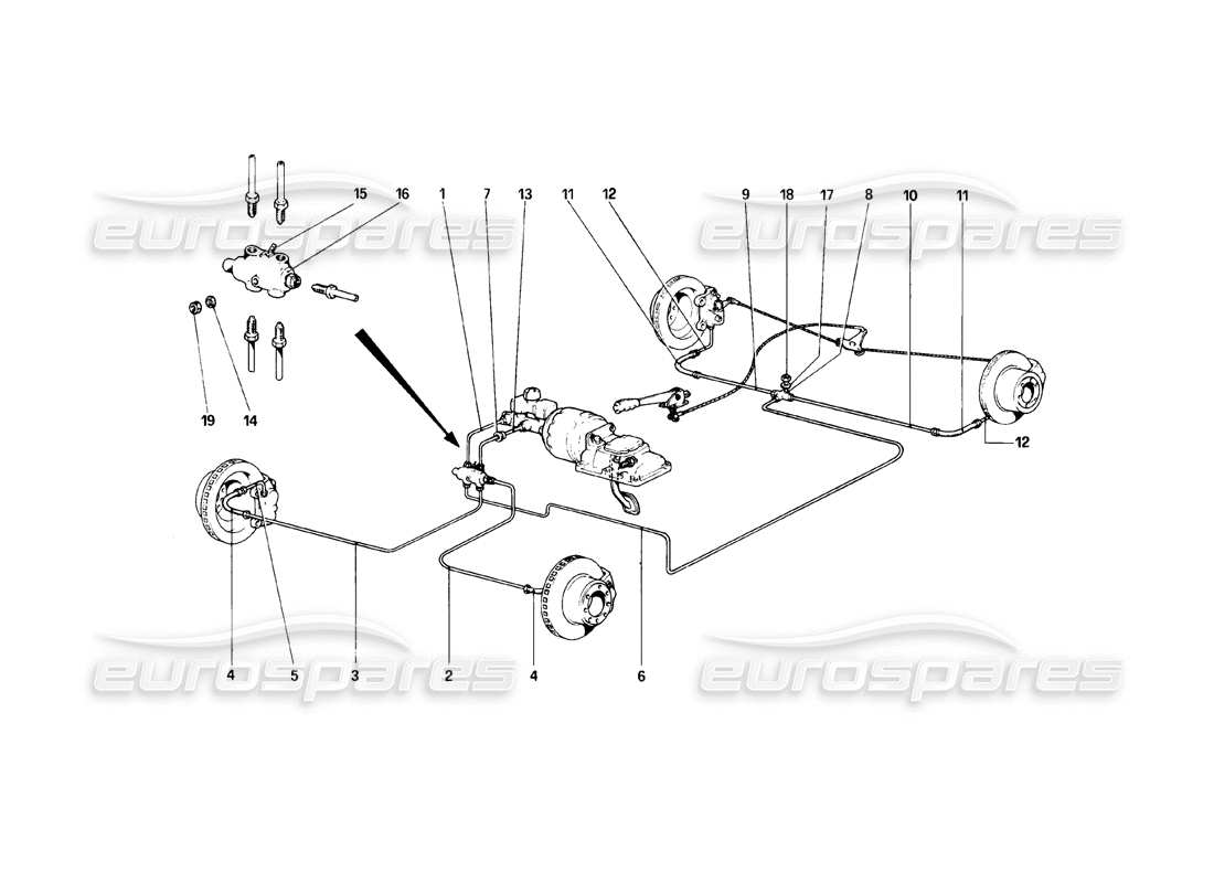 a part diagram from the Ferrari 308 (1981) GTBi/GTSi parts catalogue