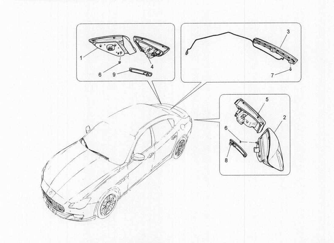 a part diagram from the maserati quattroporte m156 (2014 onwards) parts catalogue