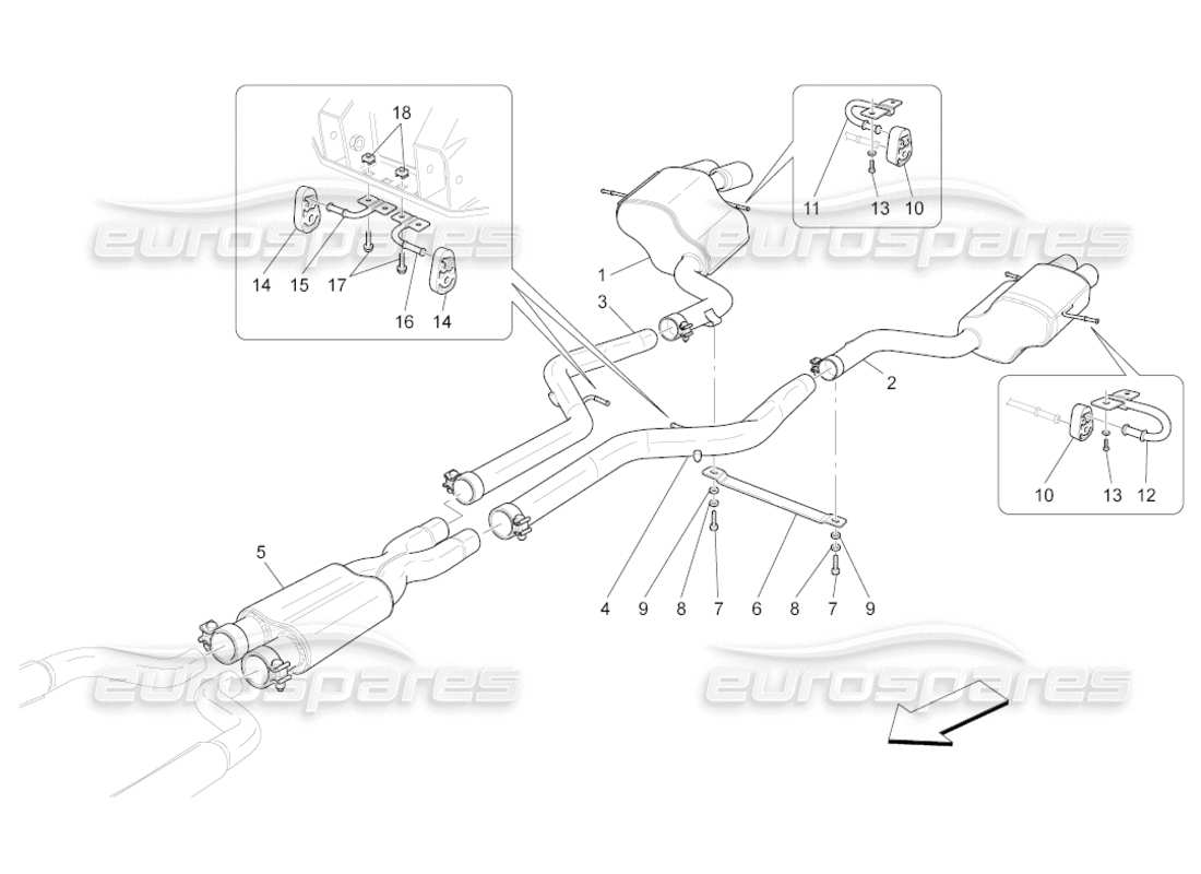 a part diagram from the maserati grancabrio (2010) 4.7 parts catalogue