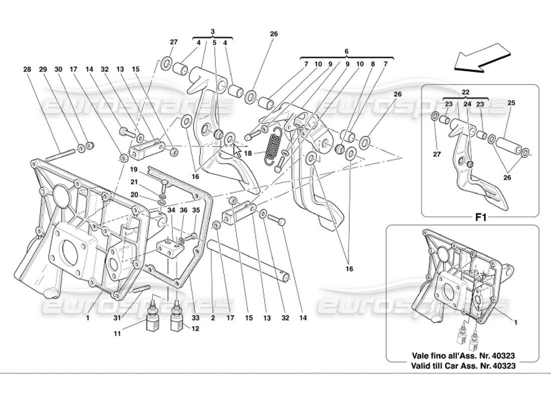 VIEW PARTS DIAGRAMS FROM THE FERRARI 360 PARTS CATALOGUE a part diagram from the ferrari 360 parts catalogue