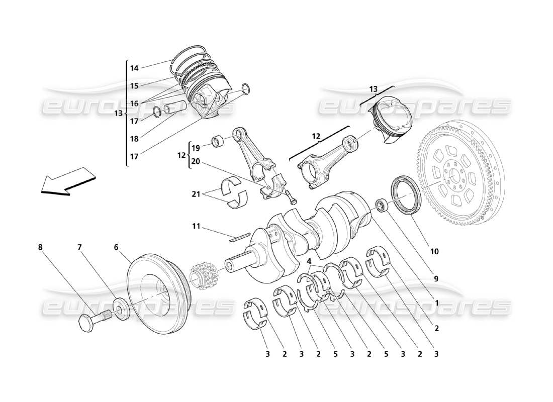 a part diagram from the maserati quattroporte m139 (2005-2013) parts catalogue