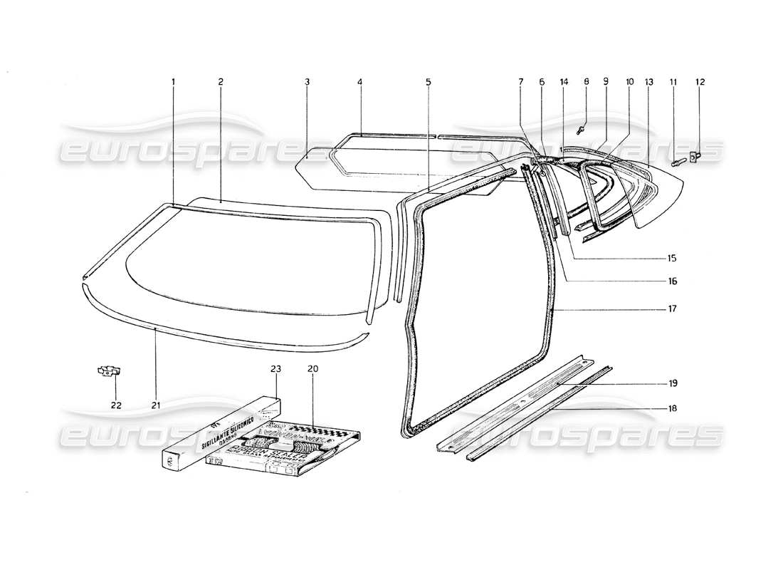 a part diagram from the Ferrari 308 GT4 Dino (1979) parts catalogue