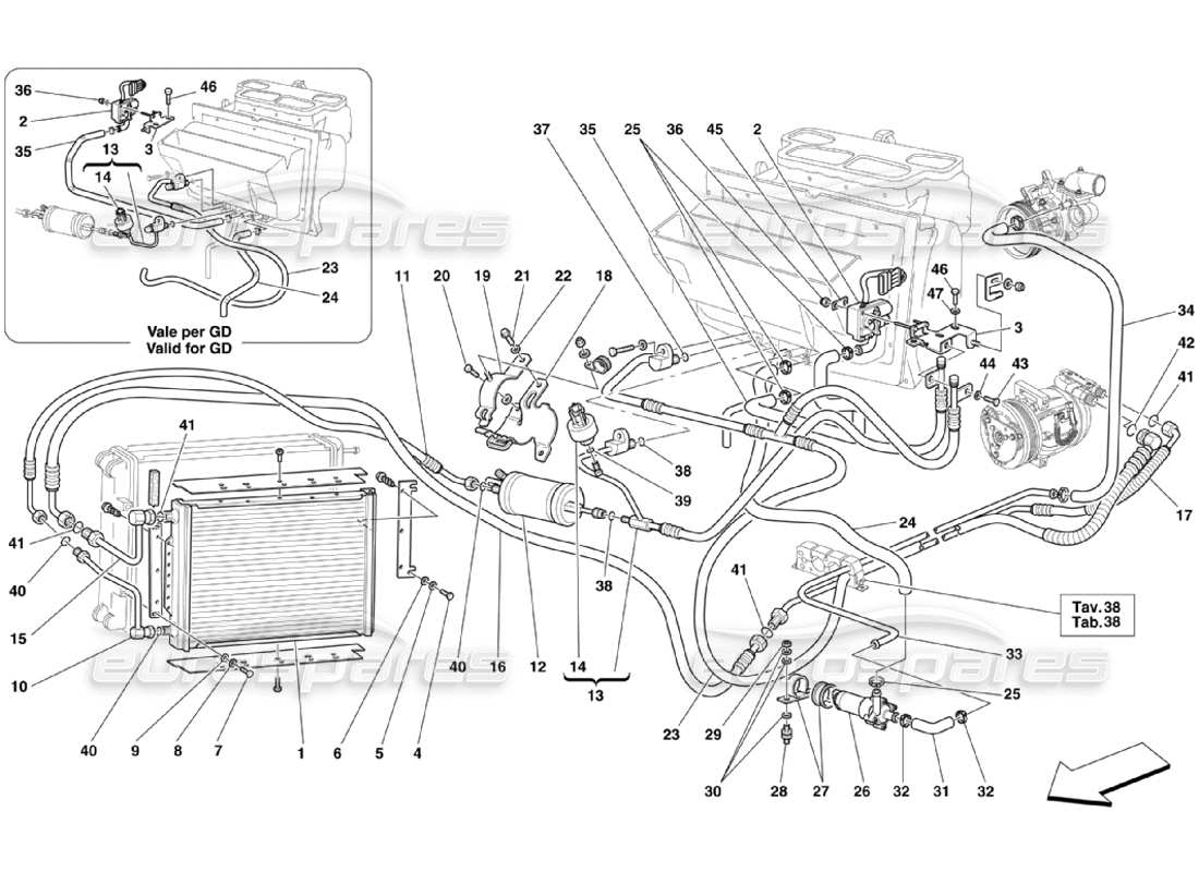 a part diagram from the Ferrari 360 Challenge Stradale parts catalogue