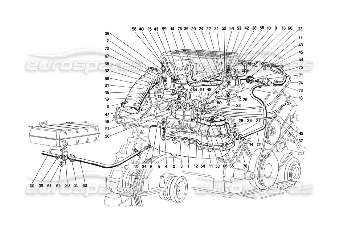 VIEW PARTS DIAGRAMS FROM THE FERRARI 328 PARTS CATALOGUE a part diagram from the ferrari 328 parts catalogue