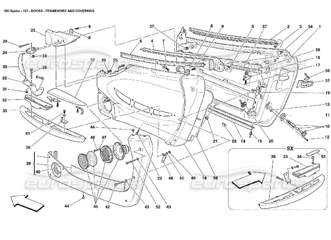 a part diagram from the Ferrari 360 Spider parts catalogue