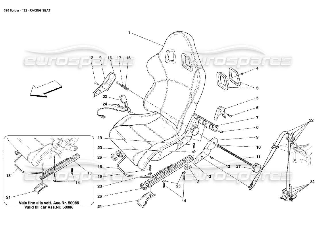 a part diagram from the ferrari 360 spider parts catalogue