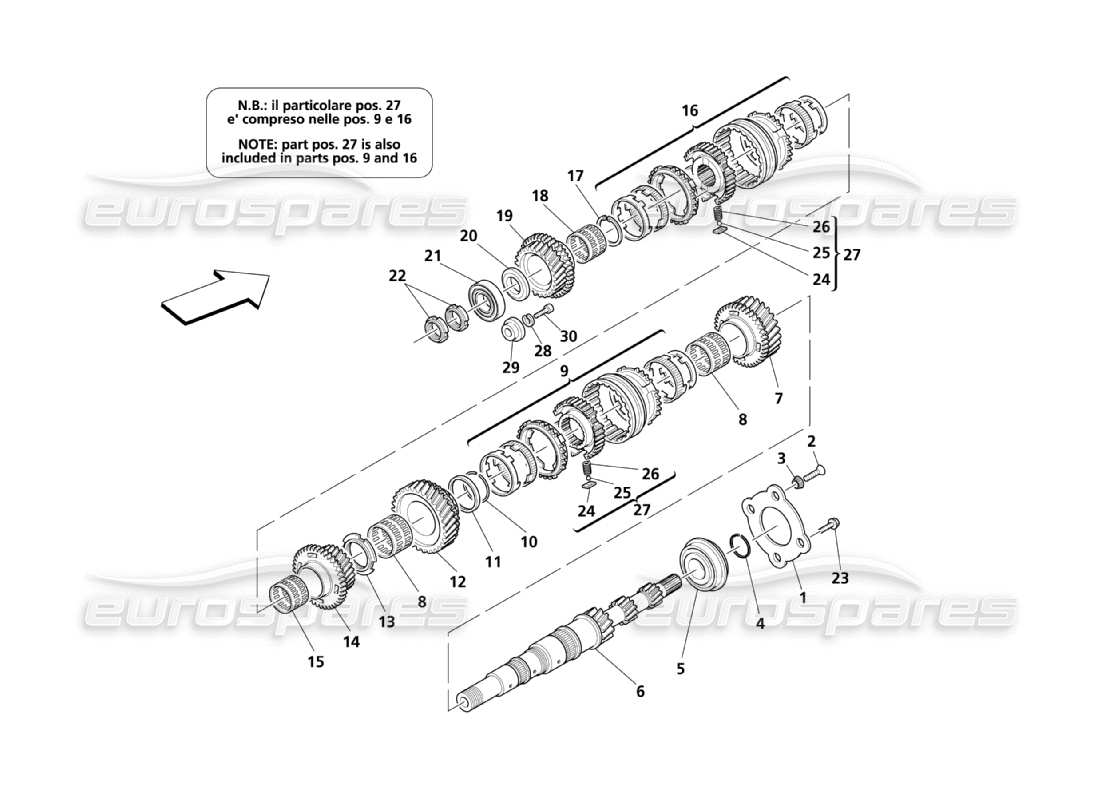 a part diagram from the maserati quattroporte m139 (2005-2013) parts catalogue
