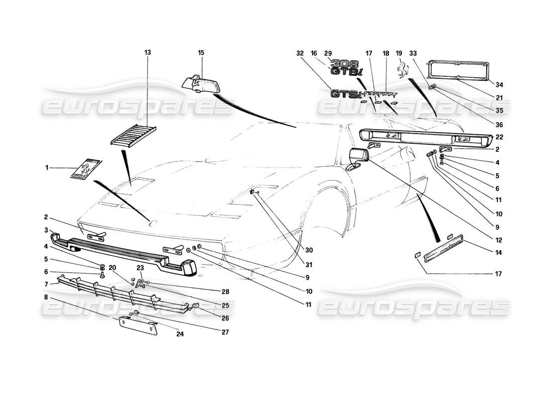 a part diagram from the ferrari 308 parts catalogue