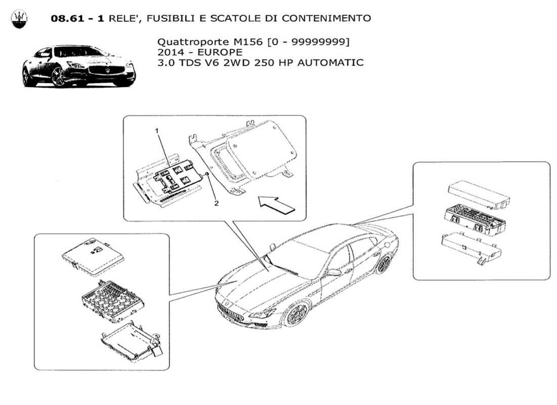 a part diagram from the maserati qtp. v6 3.0 tds 250bhp 2014 parts catalogue