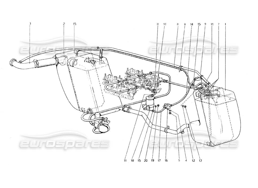 a part diagram from the ferrari 308 gt4 dino (1979) parts catalogue
