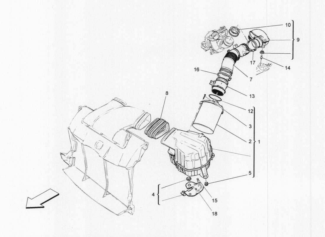 a part diagram from the maserati qtp. v6 3.0 tds 275bhp 2017 parts catalogue