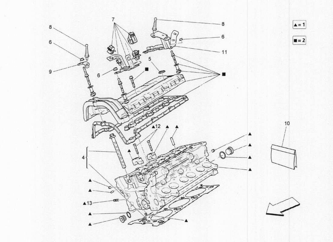 a part diagram from the maserati quattroporte m156 (2014 onwards) parts catalogue