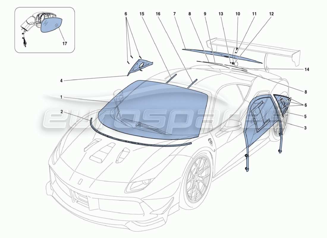 a part diagram from the ferrari 488 challenge parts catalogue