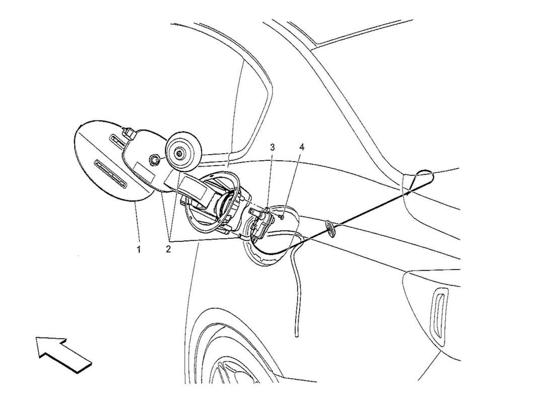 a part diagram from the maserati quattroporte m156 (2014 onwards) parts catalogue