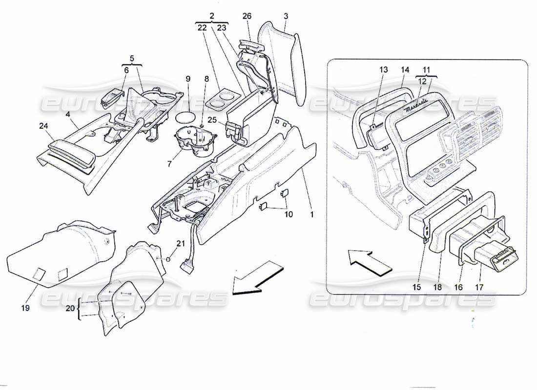 a part diagram from the maserati quattroporte m139 (2005-2013) parts catalogue