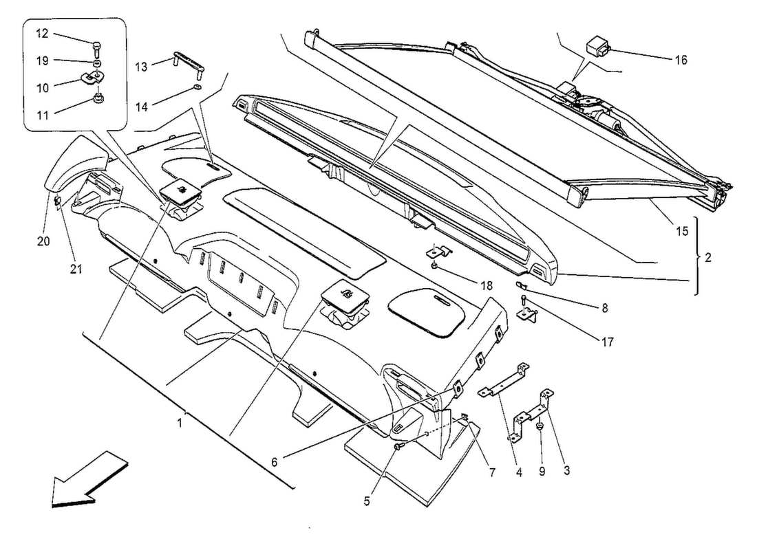 a part diagram from the maserati quattroporte m156 (2014 onwards) parts catalogue