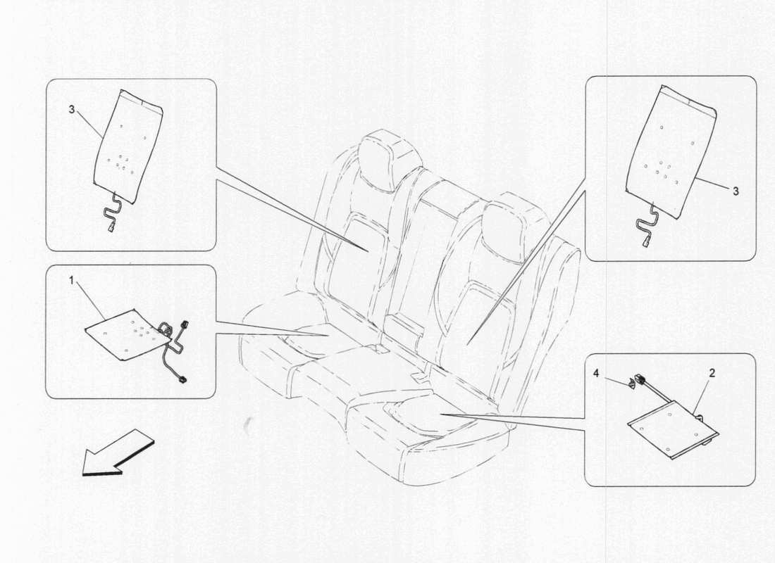 a part diagram from the maserati quattroporte m156 (2014 onwards) parts catalogue