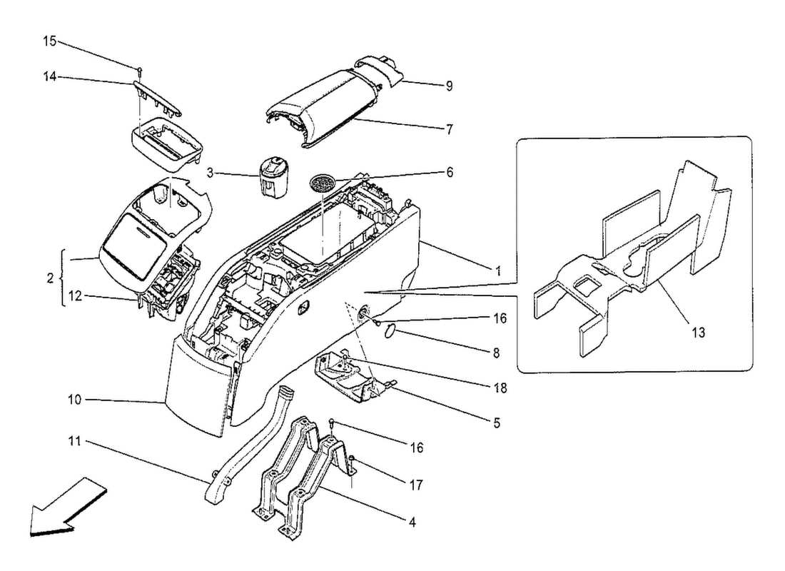 a part diagram from the maserati quattroporte m156 (2014 onwards) parts catalogue