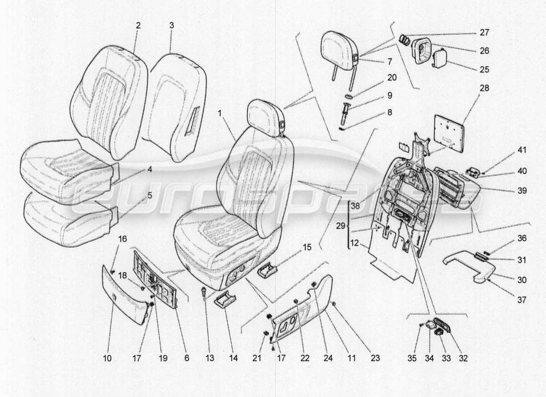 a part diagram from the maserati quattroporte m156 (2014 onwards) parts catalogue